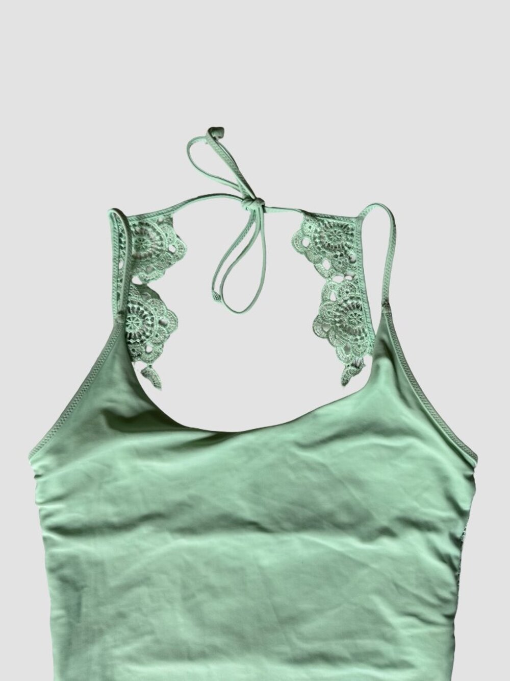 Aerie Green Lace One Piece Swimsuit Sexy Halter Tie Lace Back Womens Size S/P - Picture 2 of 9